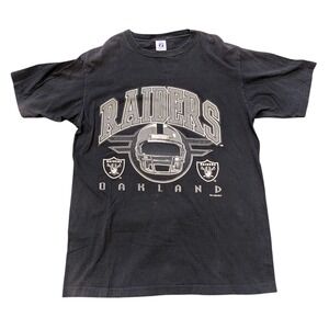 Vintage 1995 Oakland Raiders Shirt Mens Large Black‎ NFL Football Logo 7 - Faded